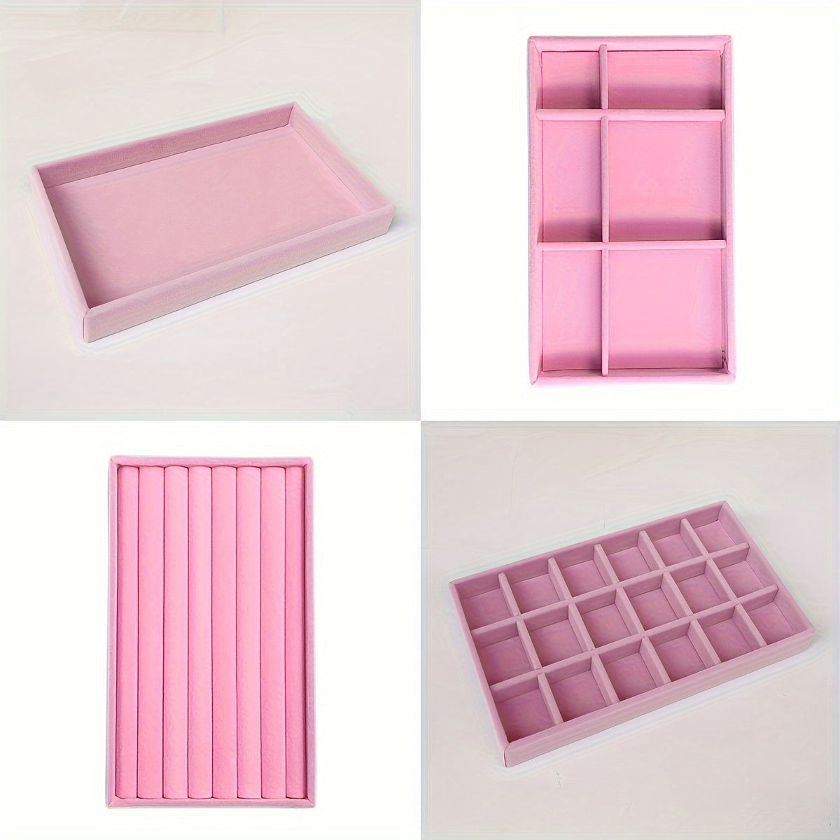 Набор из 4 фланелевых подставок для украшений для настольного хранения, штабелируемый органайзер с отделениями