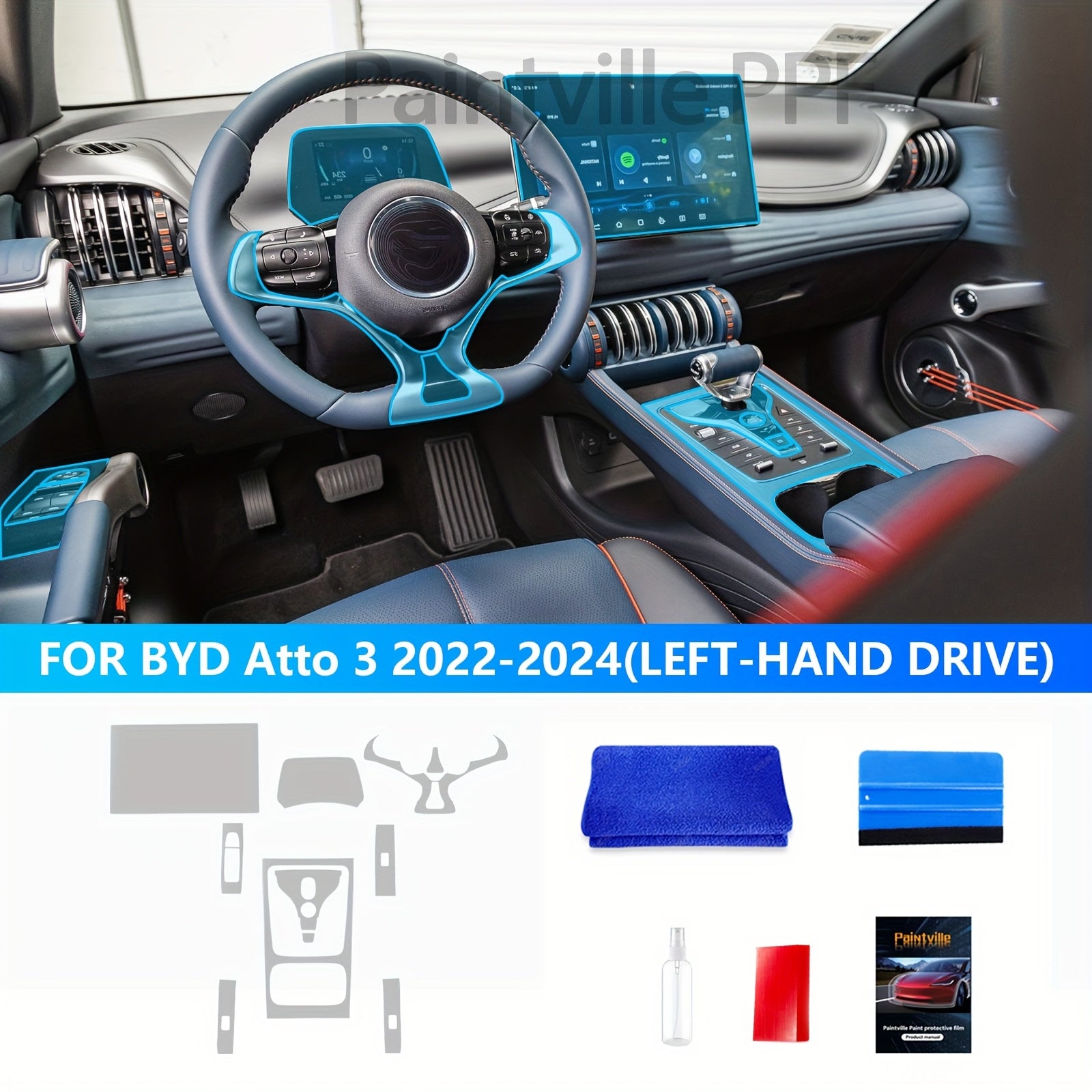 Película protectora interior para coche, protección contra arañazos de TPU de 8.5Mil para navegación