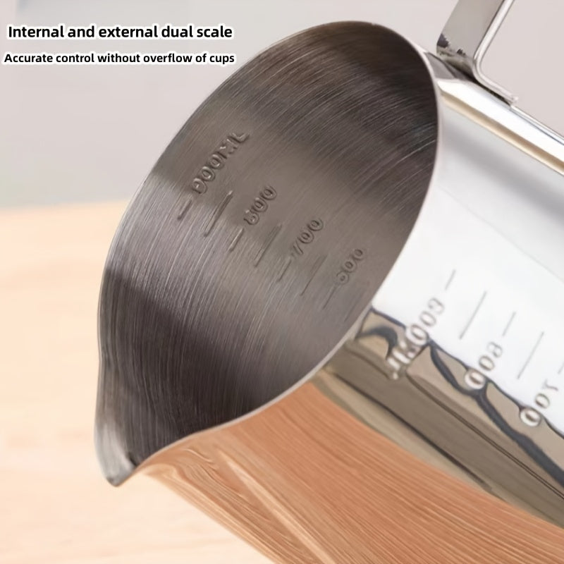 Stainless Steel Frothing Cup with Scale for Latte Art, Espresso and Milk Tea