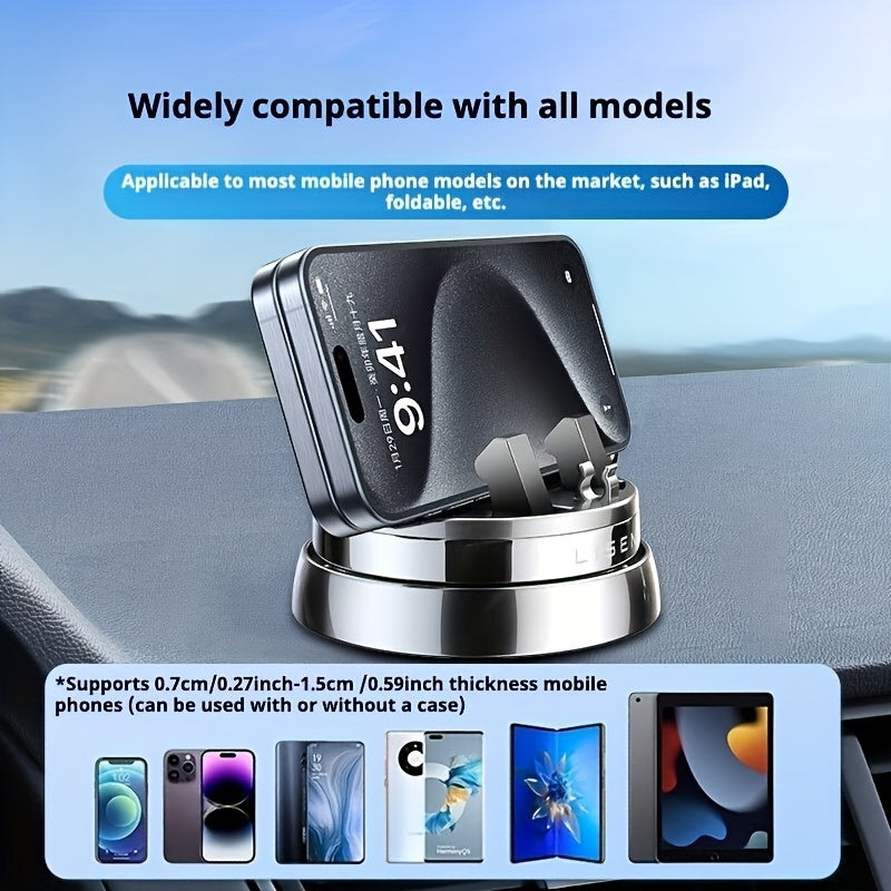 Rotatable Car Phone Holder with Strong Clamping Force Nano Silicone Base Waterproof Durable Metal Finish for iPhone Samsung