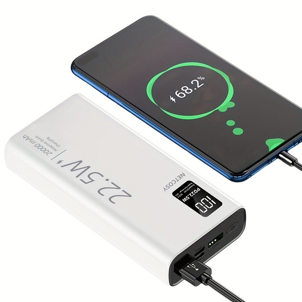 20000mAh Portable Power Bank with Fast Charging for iPhone Huawei Xiaomi White