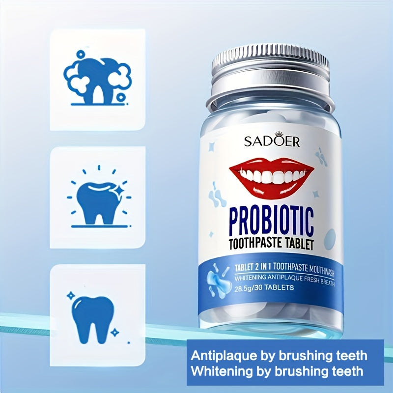 Probiotic Toothpaste Tablets 28.5G Deep Clean Fresh Breath Antiplaque Whitening Pack of 30