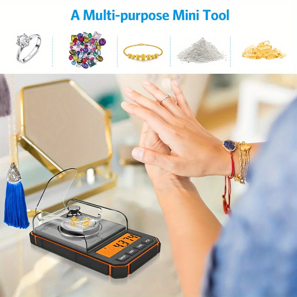 Mini Pocket Jewelry Scale 0.001g Food Safe with Calibration Weights and Tweezers