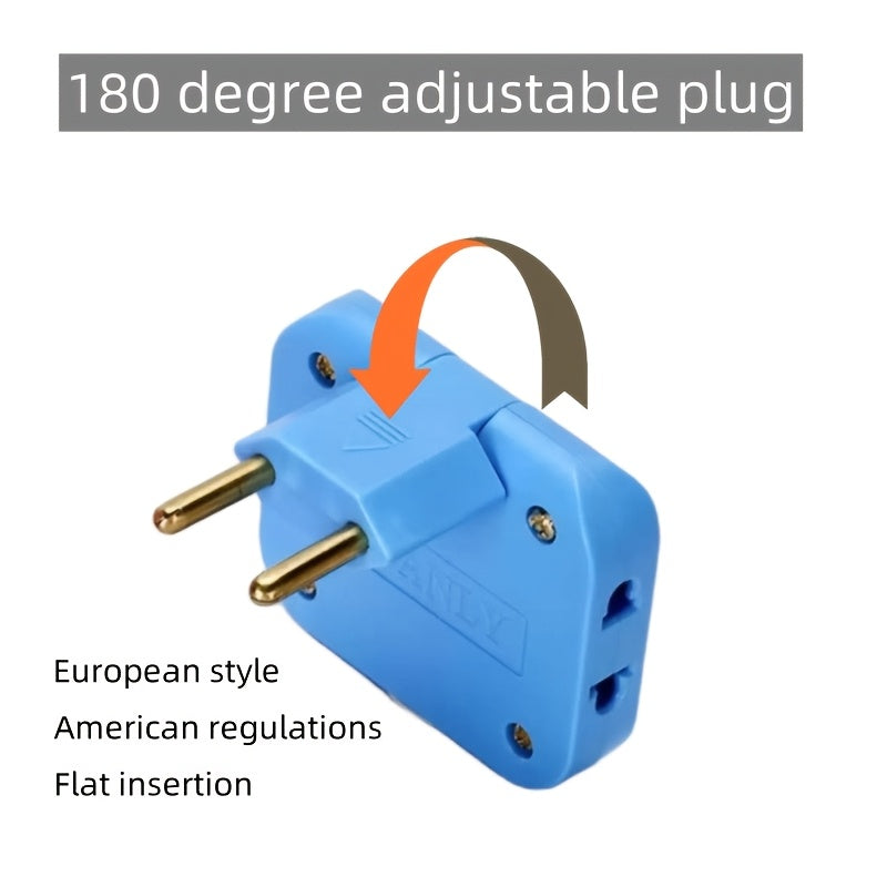 2pcs Travel Power Adapter European Plug with 180° Rotation for Spain South Korea Compact Lightweight
