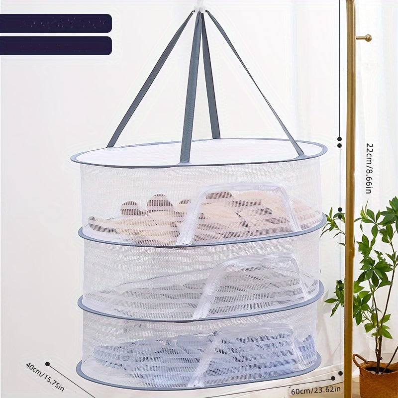 Foldable Mesh Drying Rack for Fish, Shrimp, Produce, Herbs, 1-3 Layers