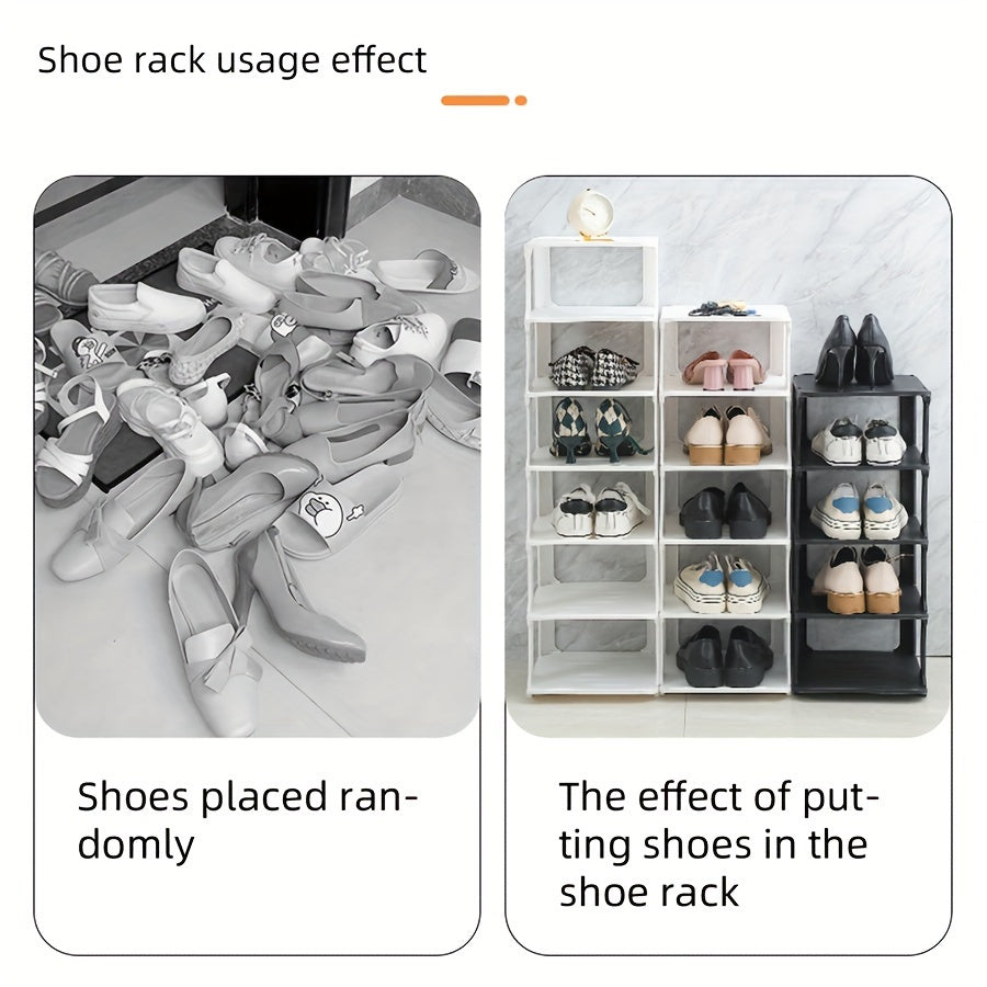 Estante para zapatos de plástico de múltiples capas con componentes desmontables en blanco o negro