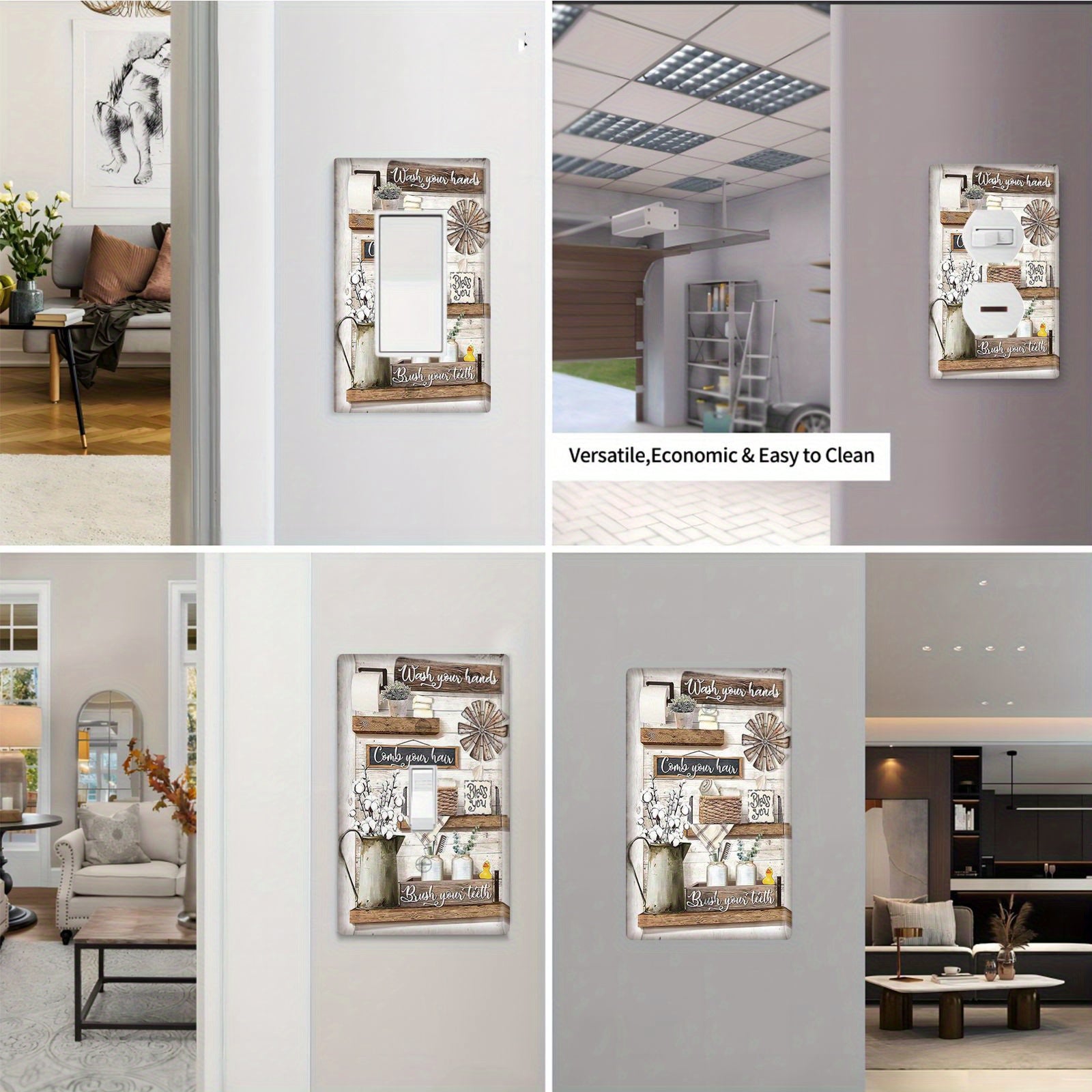 Cubierta decorativa rústica con flores para interruptores y enchufes