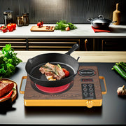 2200W-3500W Induksion pechka, sensorli boshqaruv paneli bilan, ultra yupqa alyuminiy asos, past shovqinli issiq plita, 4 soatlik taymer, pishirish uchun shisha pechka - Evropacha portativ elektr pechka