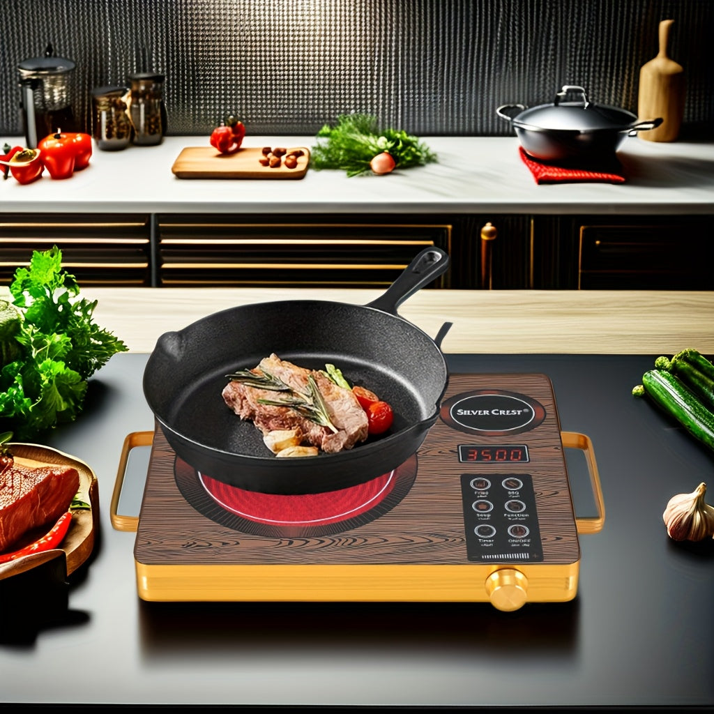 2200W-3500W Induksion pechka, sensorli boshqaruv paneli bilan, ultra yupqa alyuminiy asos, past shovqinli issiq plita, 4 soatlik taymer, pishirish uchun shisha pechka - Evropacha portativ elektr pechka