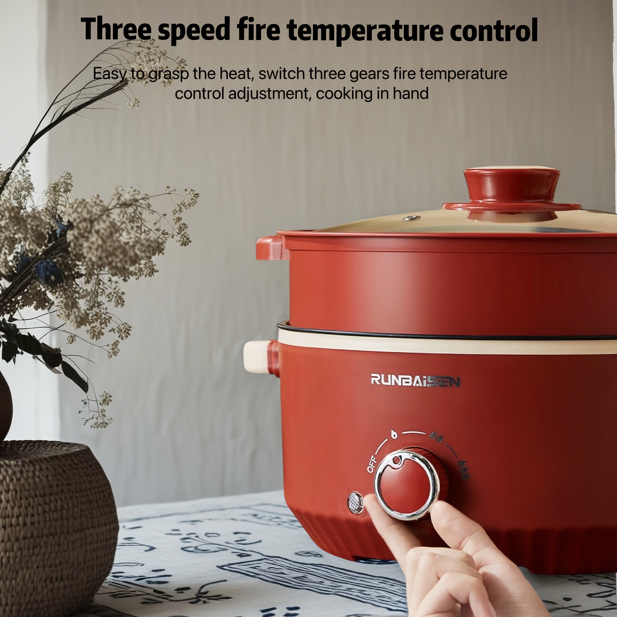 23.88cm Electric Cooking Pot with Non-Stick Design Quick Heating Multi-Functional