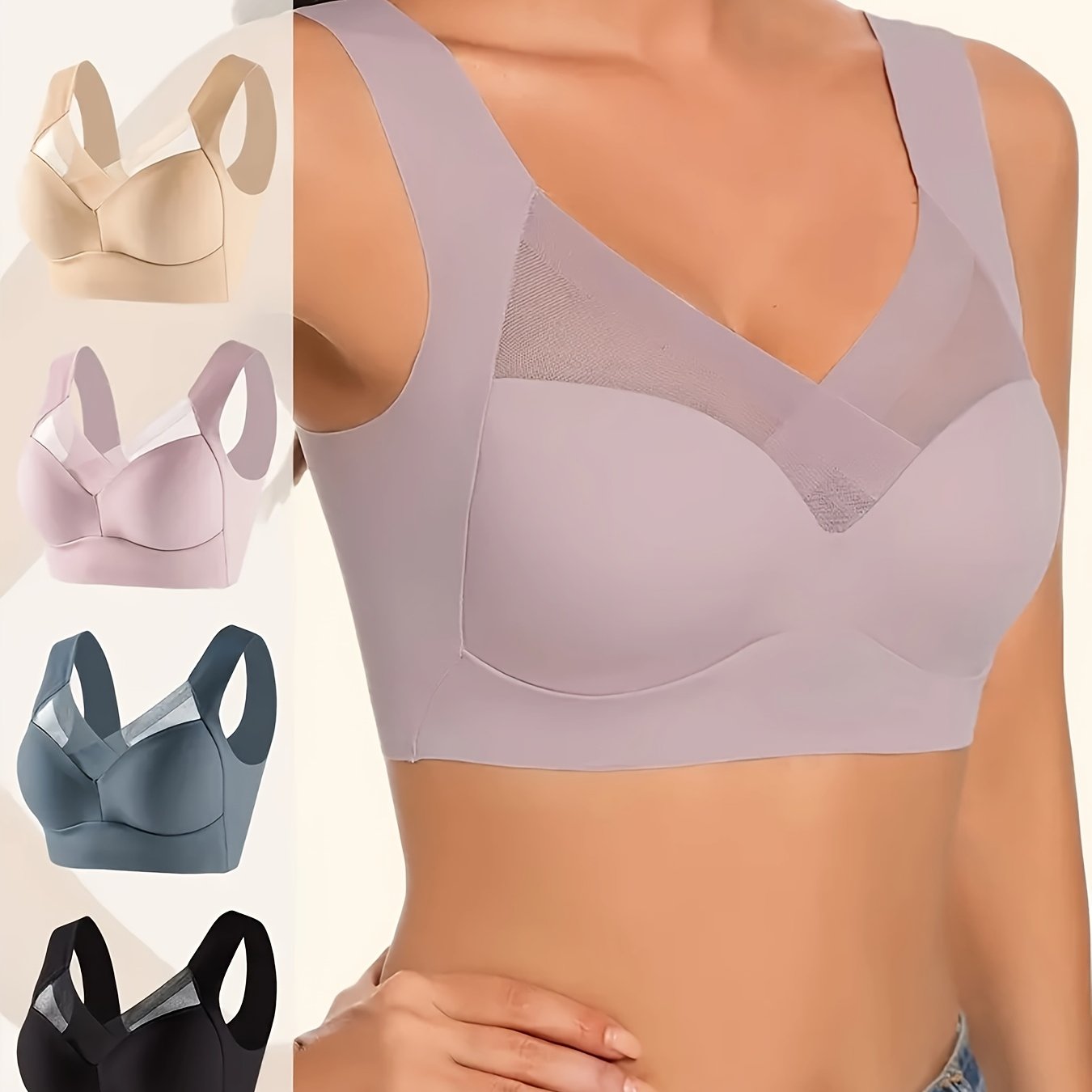 Women's Plus Size Seamless Ice Silk Sports Bra High Support Backless