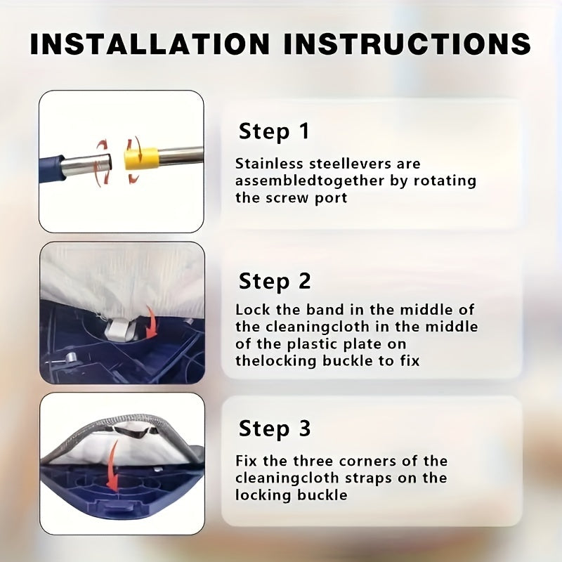 Qo'llarsiz siqishni ta'minlovchi 360° aylanadigan tozalash mopki, ho'l va quruq yuzalar uchun