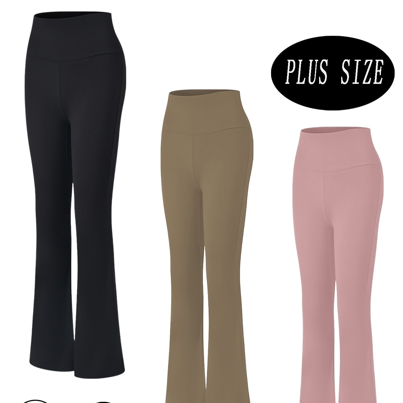 Plus Size Women's Soft High Waist Flare Pants Tummy Control Bootleg Leggings