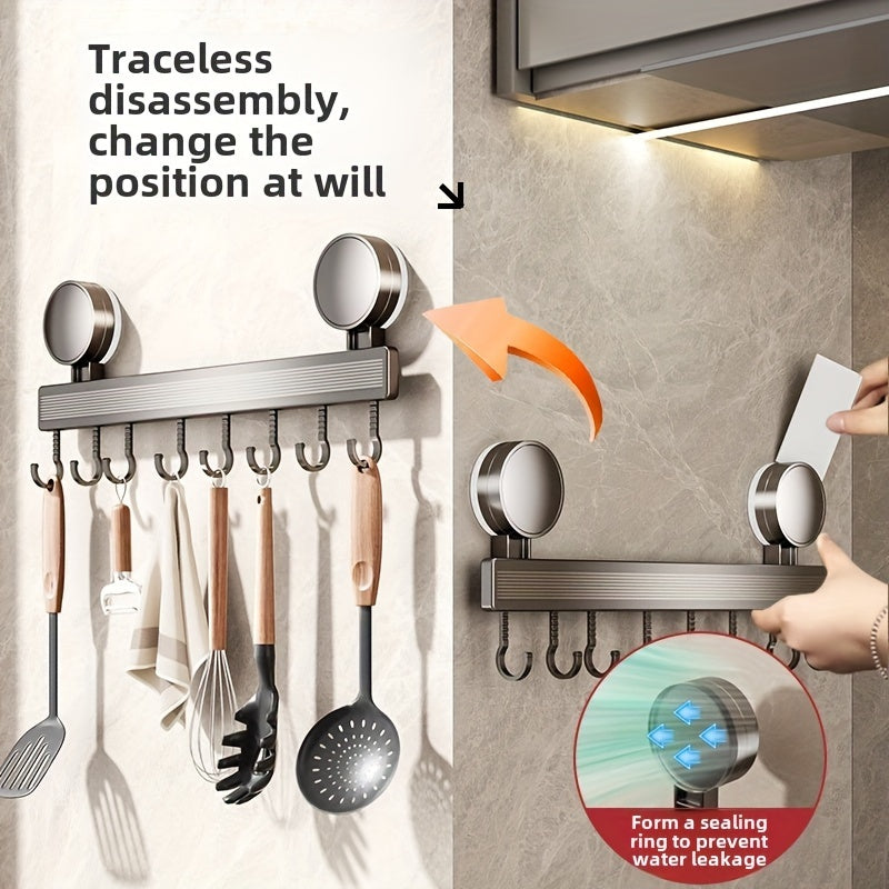 Suction Cup Kitchen Organizer No-Drill Metal Storage Rack for Utensils