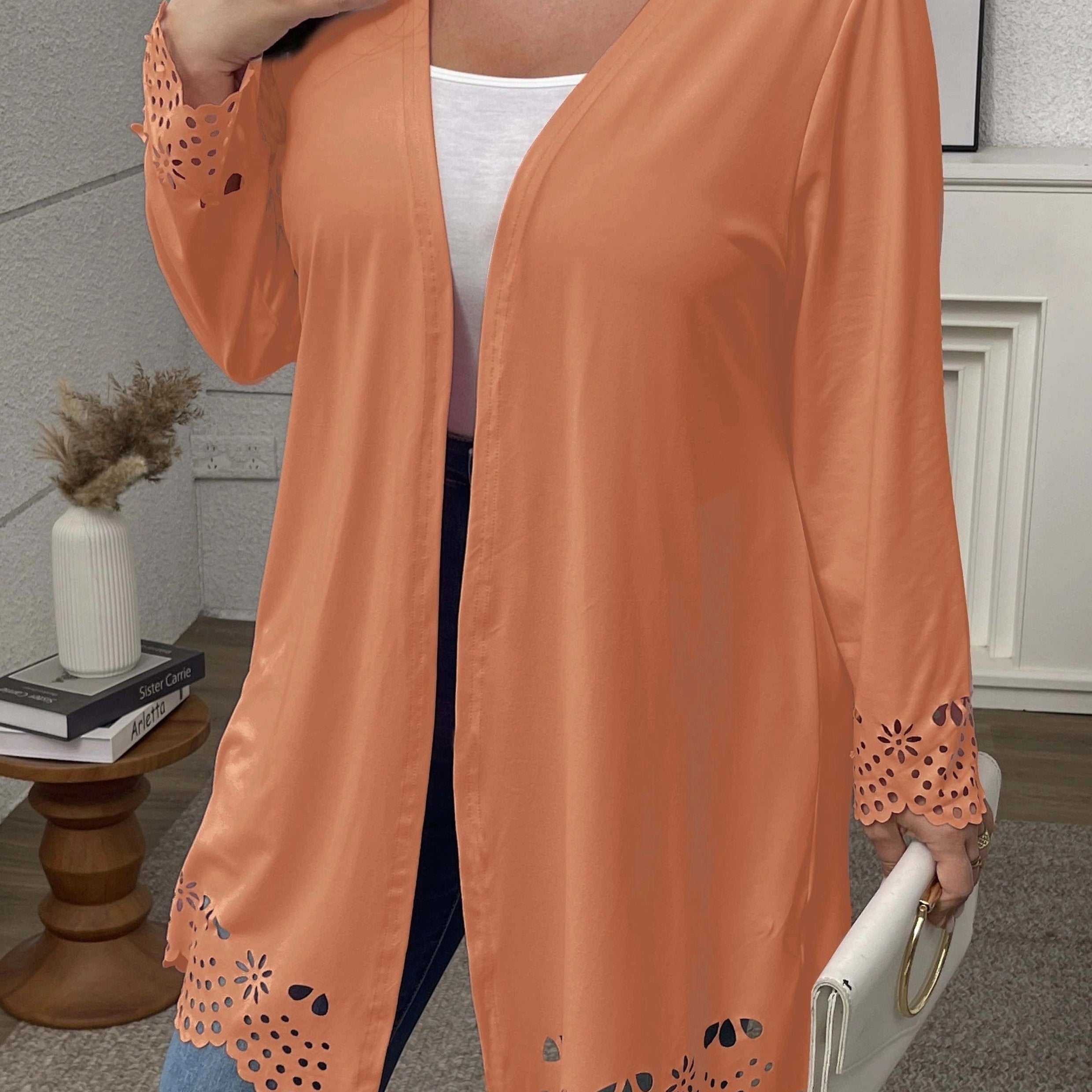 Women's Machine Washable Cardigan in Solid Color with High Stretch Knit Fabric for Fall and Winter