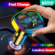 Avtomobillar uchun simsiz MP3 pleeri, USB Type C zaryadlovchi, FM uzatgich, Dual USB portlari