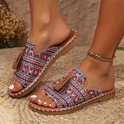 Ayollar uchun Bohemiya slip-on sandallari, yengil, nafas oladigan, etnik naqsh