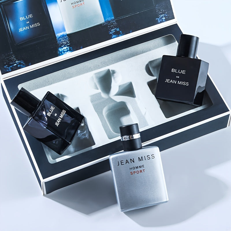 Men's Perfume Set with Blue Cologne and Woody Fragrance in Gift Box