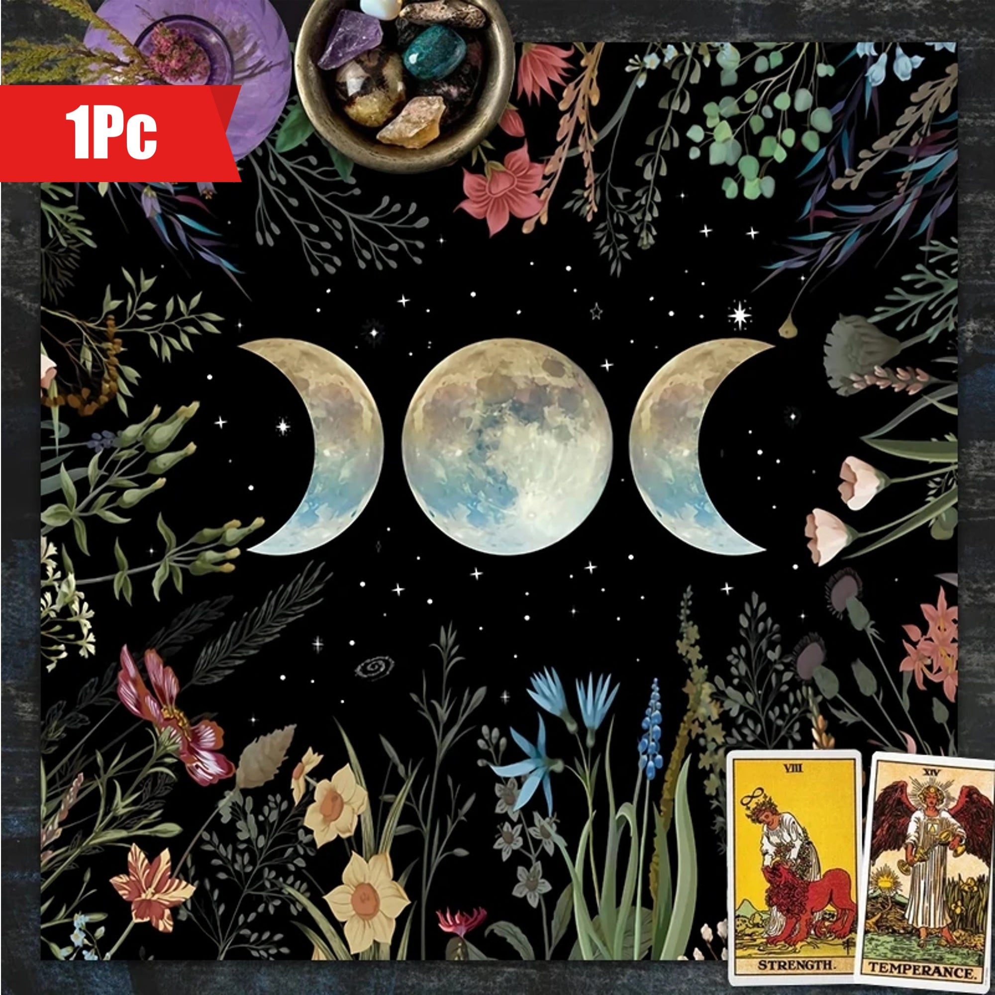 Покрывало для Таро Moon Garden с дизайнами Астрологии и Тройной Луны для гадания и колдовства