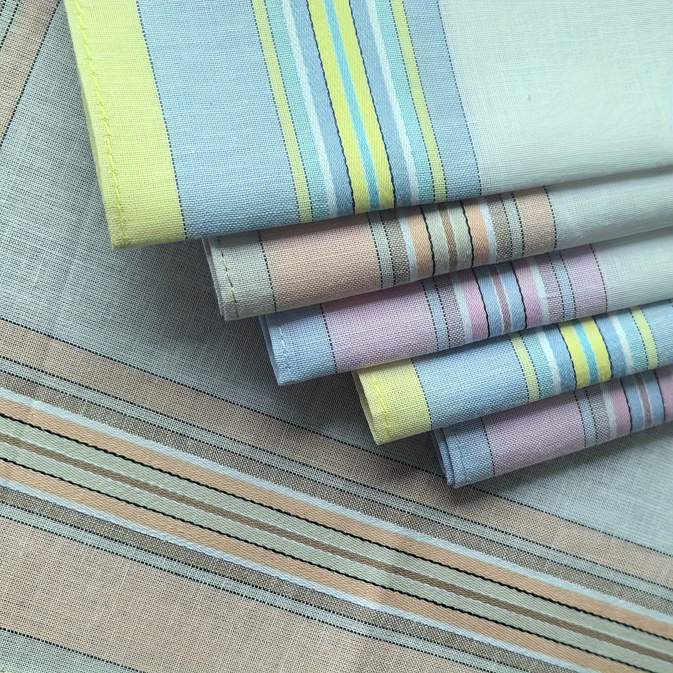 Men's Cotton Handkerchiefs 6-Pack Lightweight Striped 28.45cm Soft Absorbent