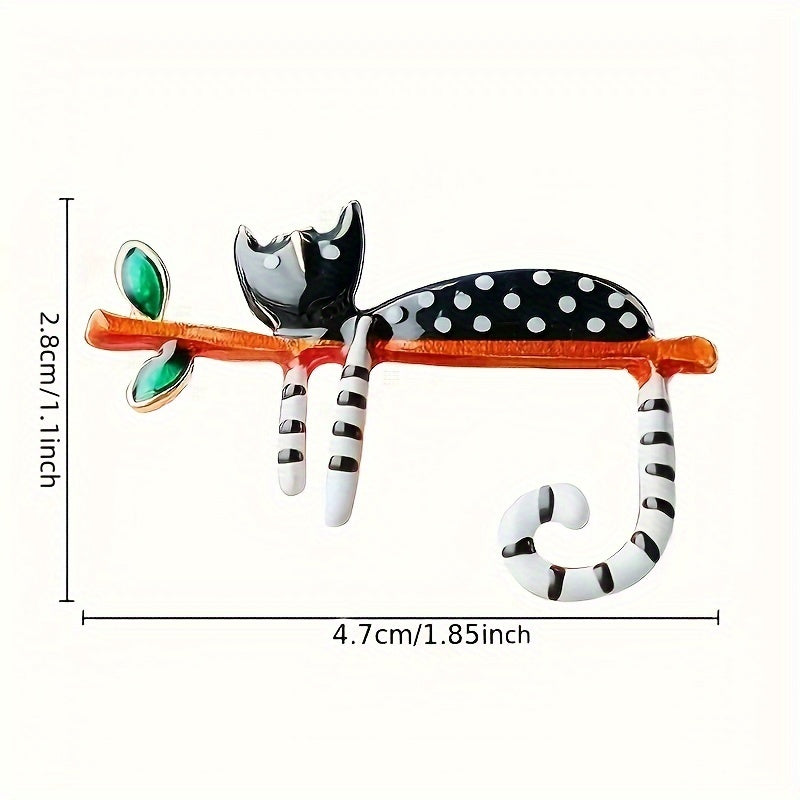 Vintage Style Spotted Cat Brooch for Women's Clothing Retro Animal Accessory
