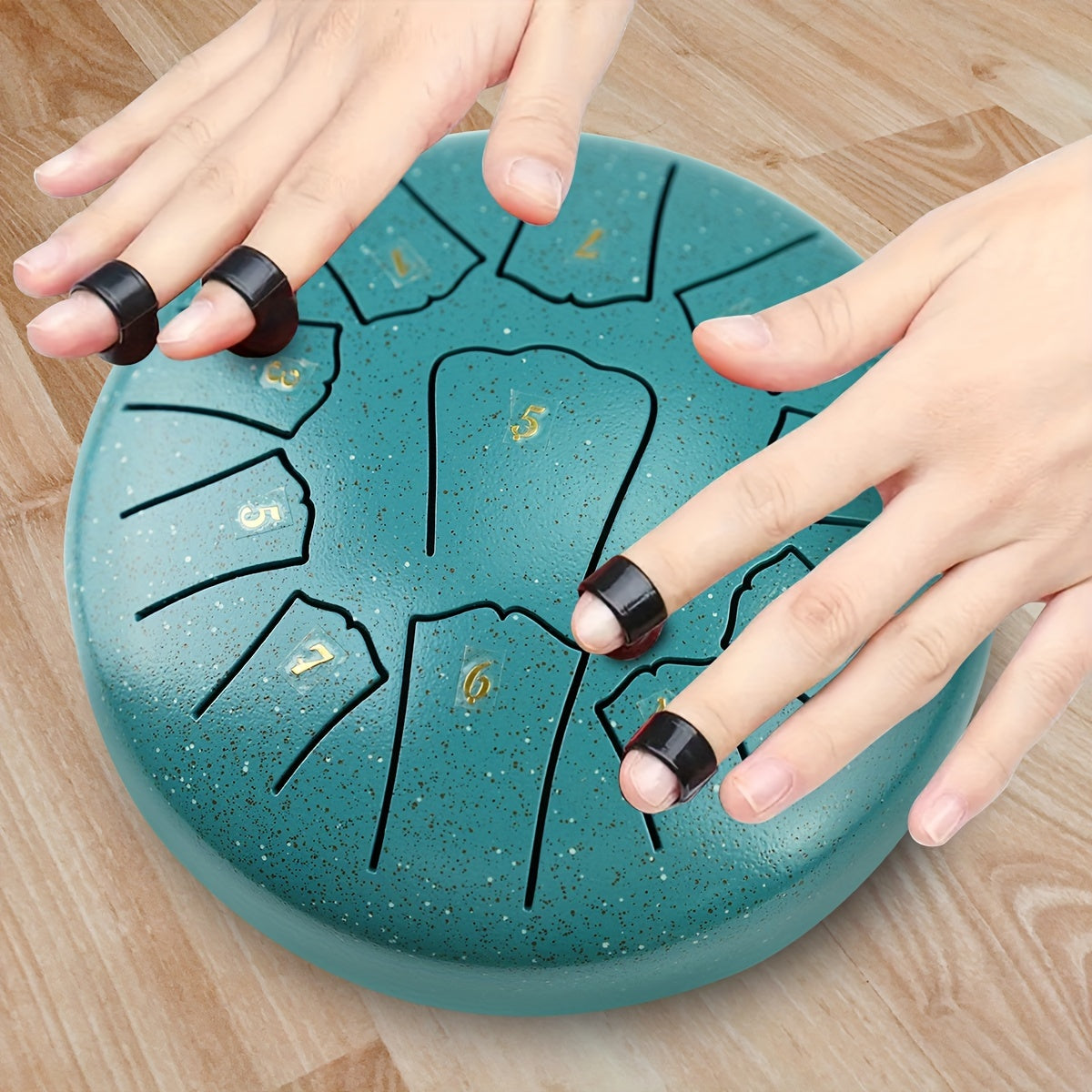 15.24 sm po'lat tiltongli davul, 11 ta ohang bilan, kattalar uchun, yashil, dengiz bo'yi va ko'k, musiqa asbobi