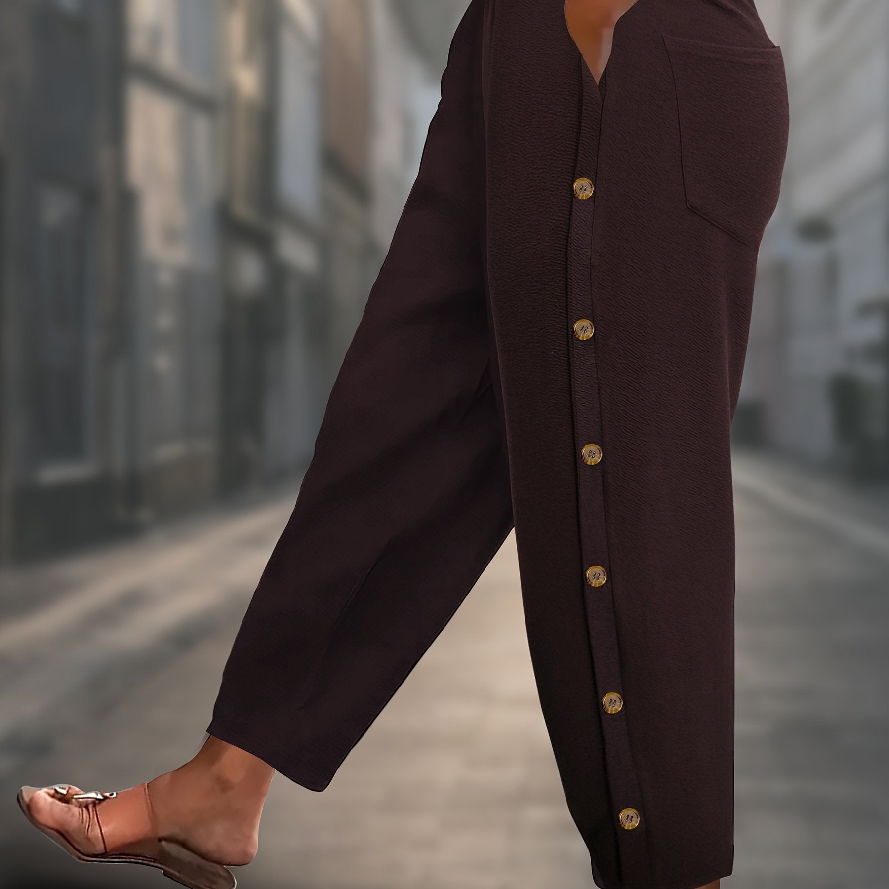 Women's Plus Size Wide Leg Pants Soft Knit Comfortable Fall Streetwear