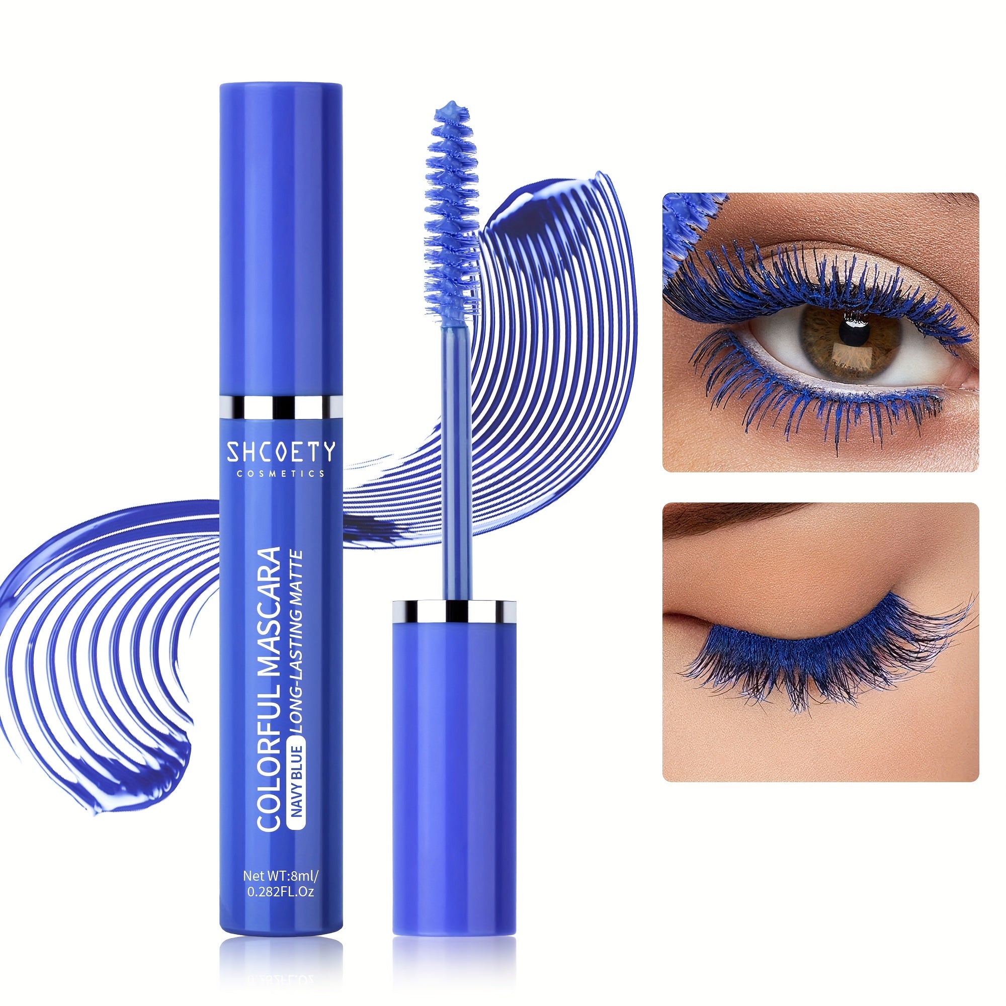 Женский набор водостойких тушей для ресниц из 2 штук в ярких цветах, синий и зеленый