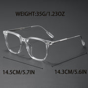 Gafas con montura cuadrada de metal, luz azul de estilo ciberpunk, con lentes transparentes y detalle de borla