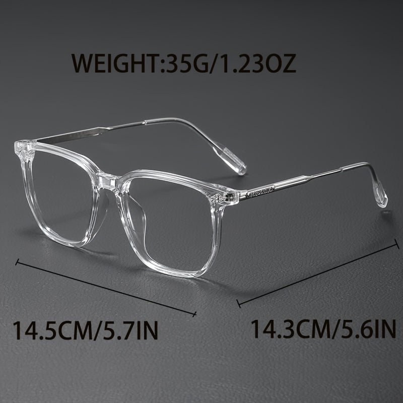 Gafas con montura cuadrada de metal, luz azul de estilo ciberpunk, con lentes transparentes y detalle de borla