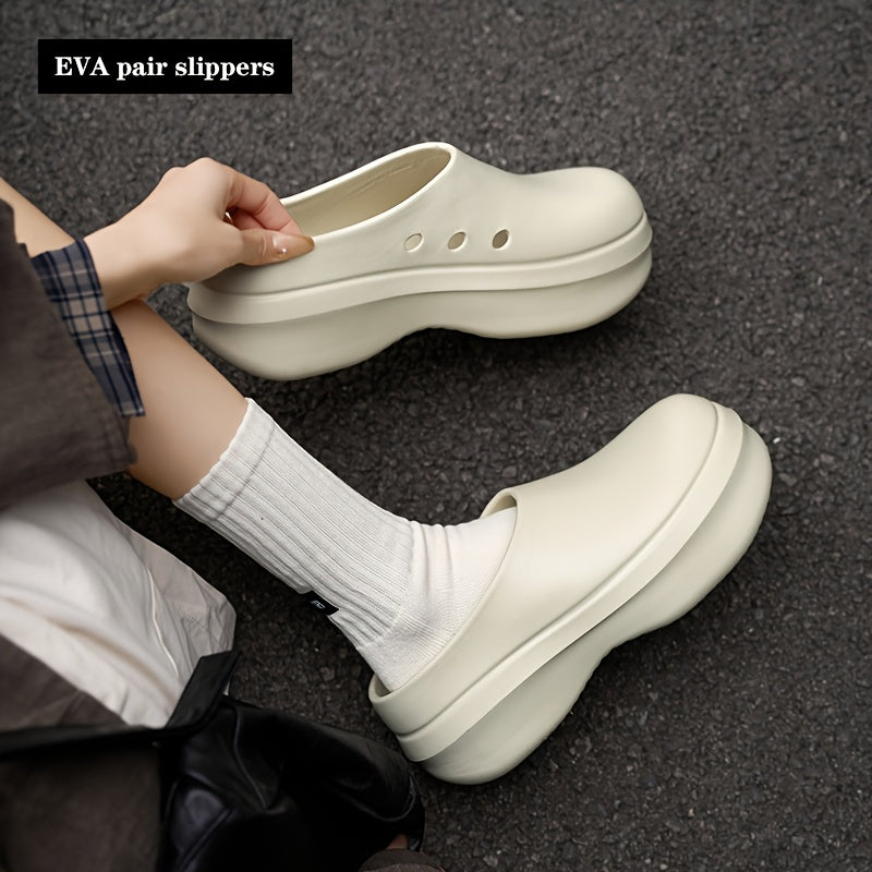 Unisex Solid Color Thick Sole Clogs Lightweight Open Toe Mules