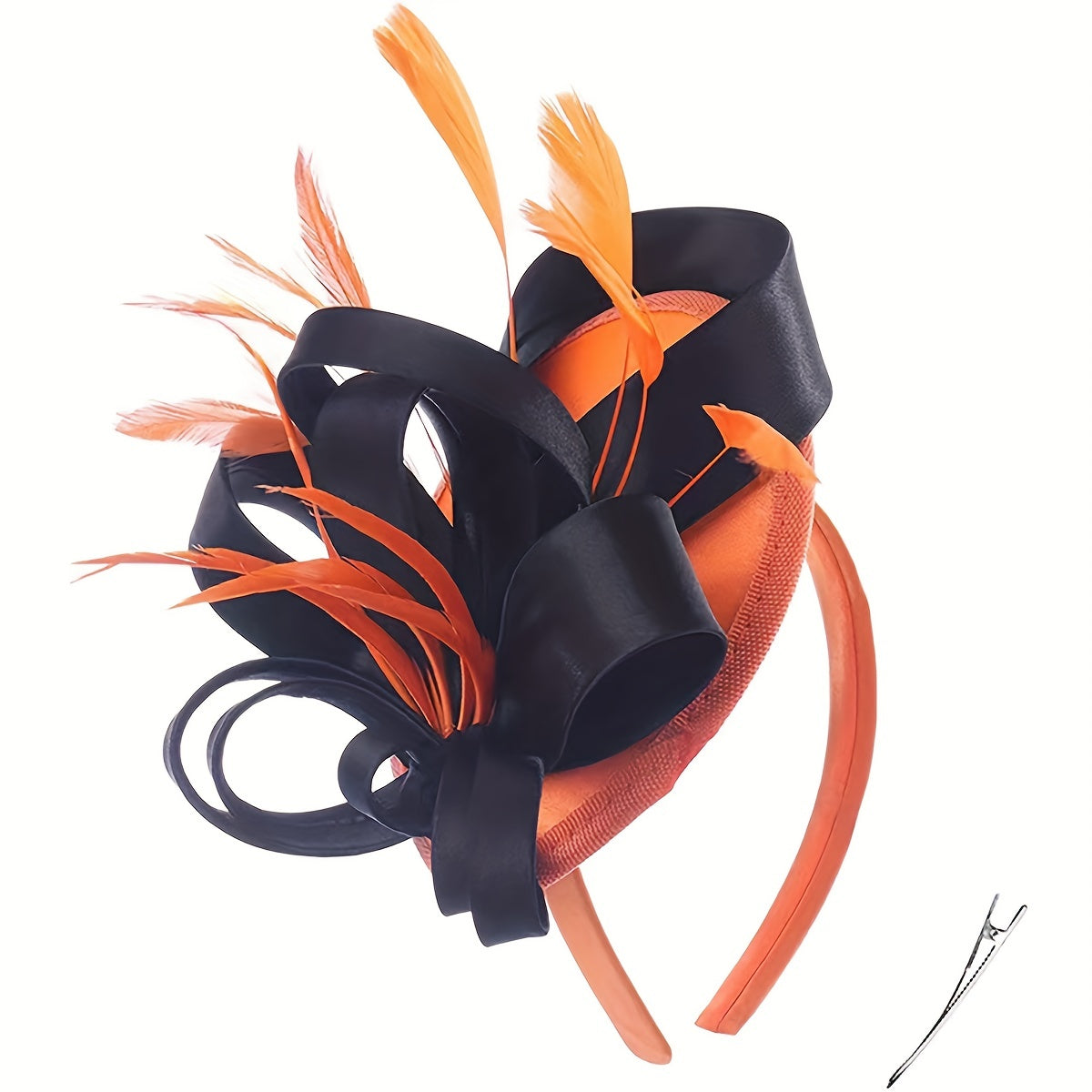 Women's Pillbox Fascinator Hat with Faux Feathers for Halloween and Derby Events