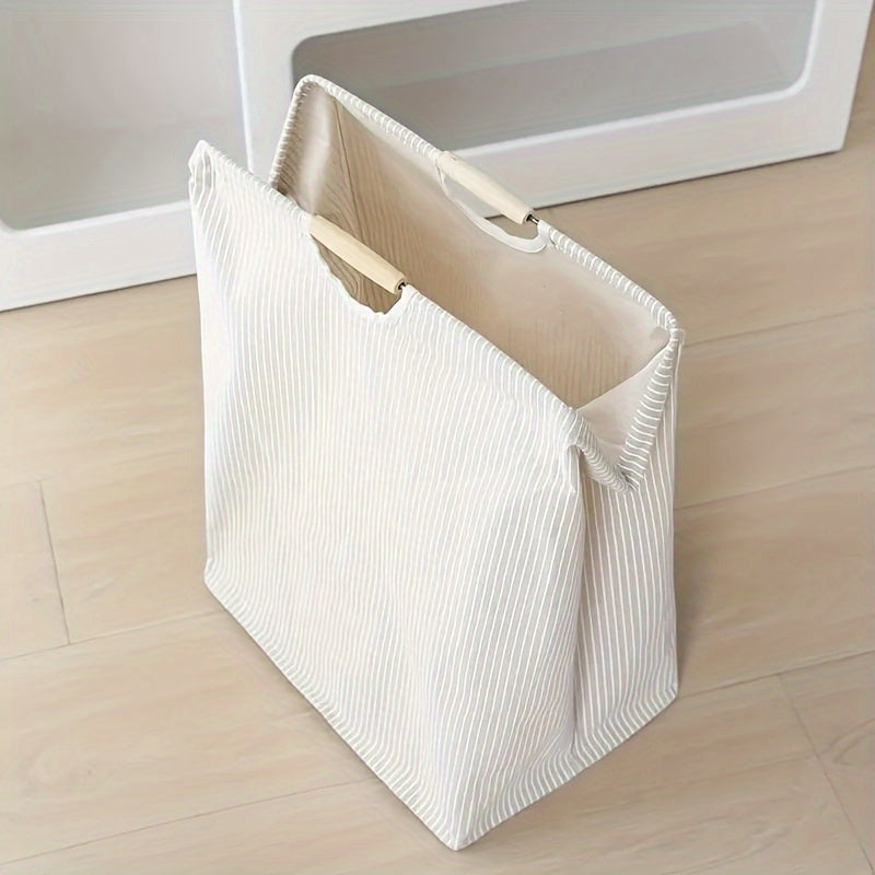 Large Laundry Basket with Waterproof Fabric and Striped Interior for Clothes and Toys