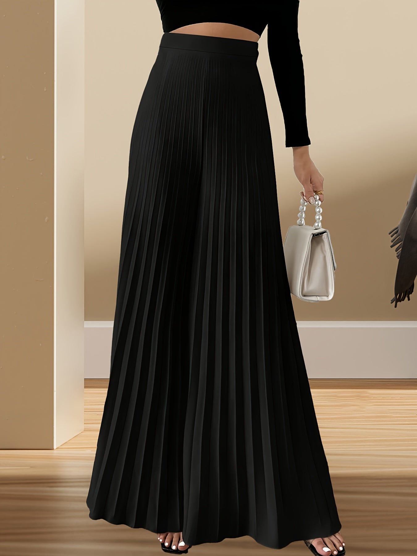 Women's Wide Leg Pants Casual Solid Polyester Spring Summer