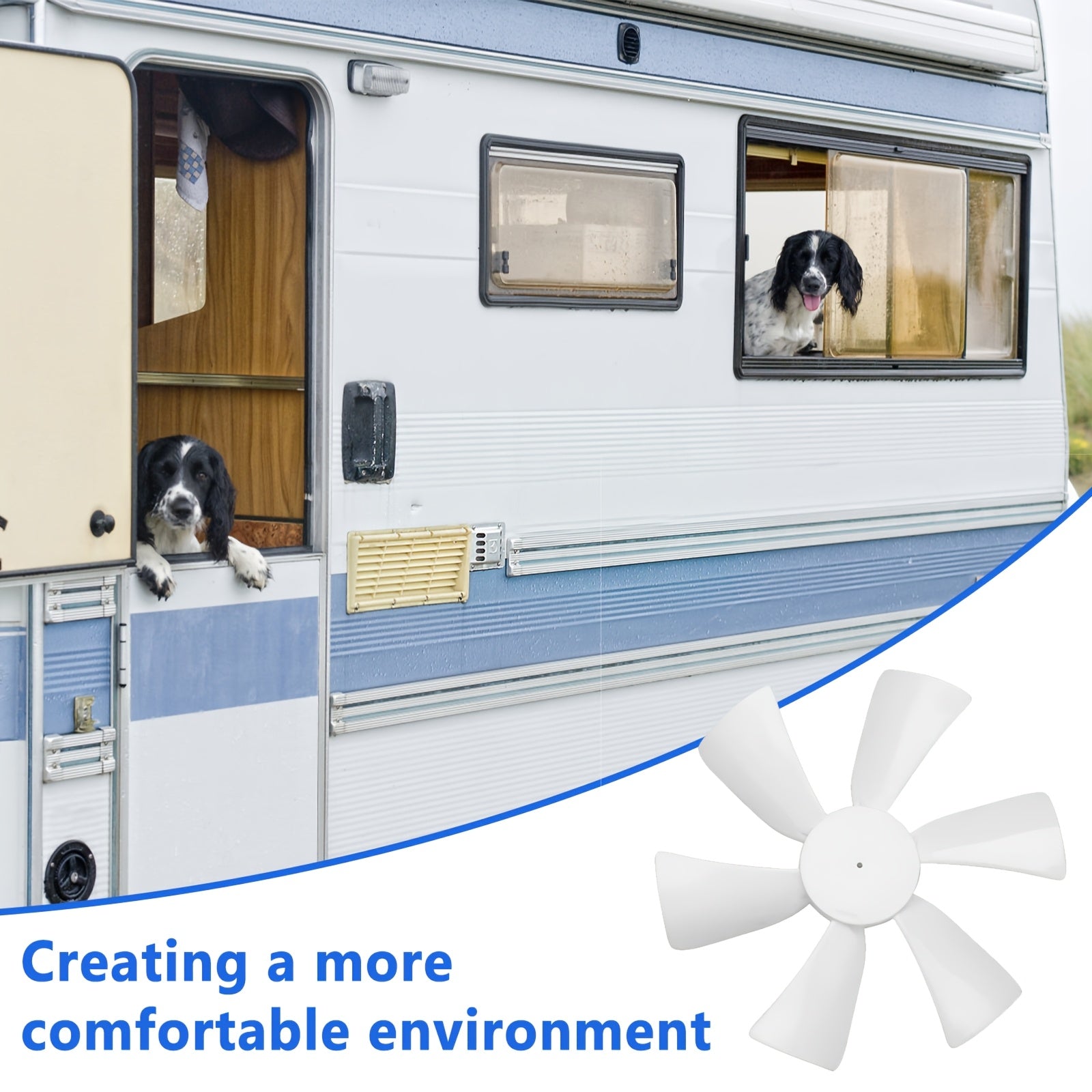 White RV Vent Fan Blades 15.24cm for 12V D-Shaft Motors Durable Plastic Replacement