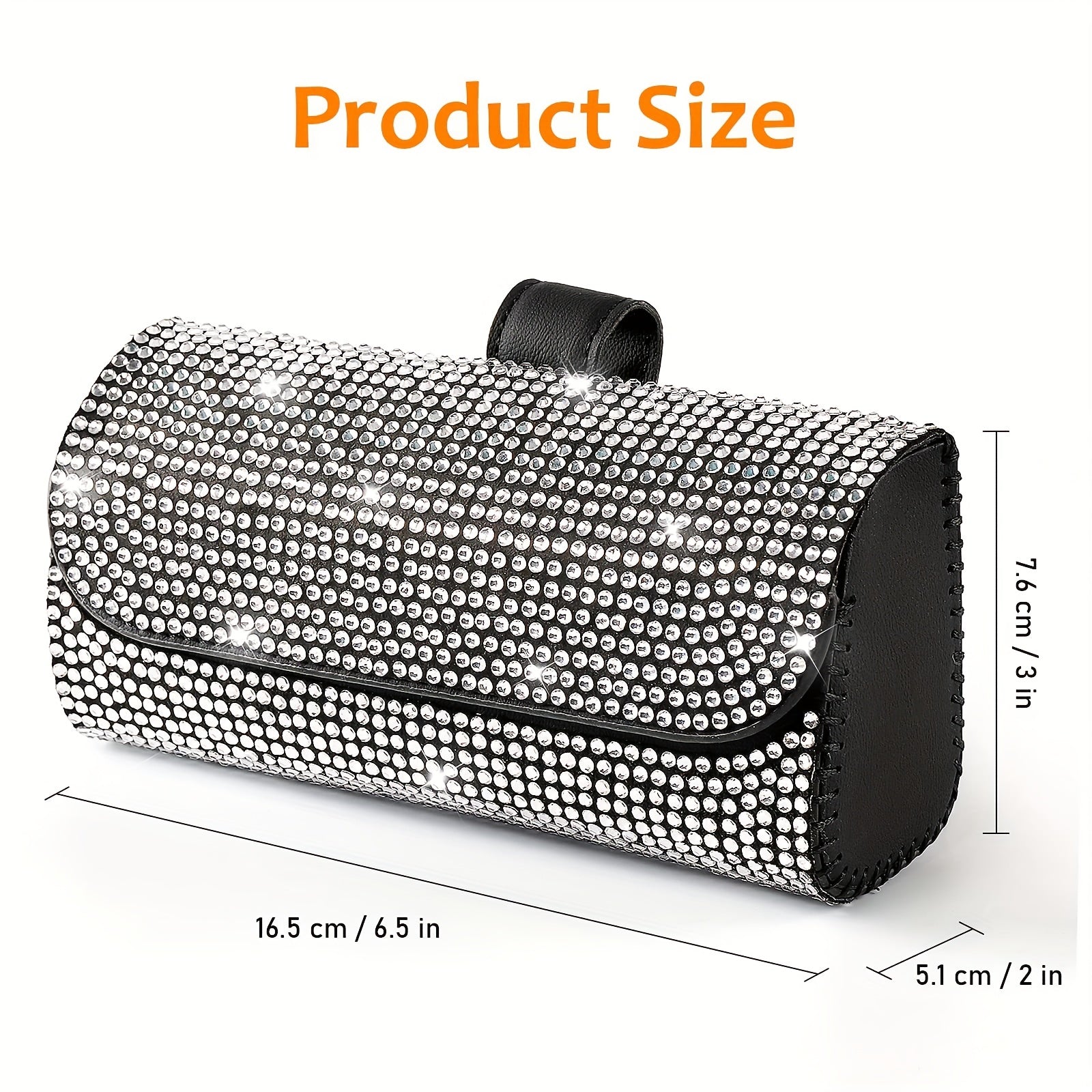 Women’s Artificial Diamond Car Glasses Storage Box Sunglasses Organizer