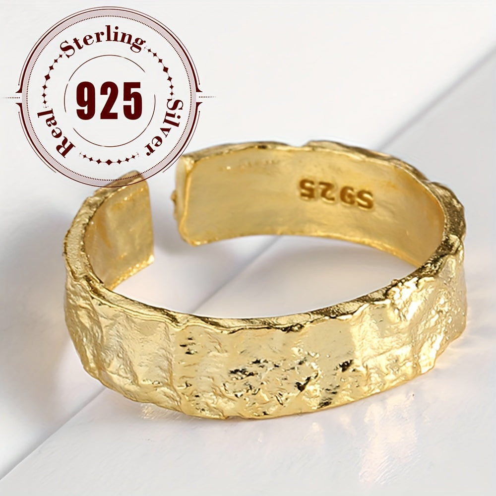 Sterling Silver Pleated Ring for Women Casual Formal Hip-Hop Style Lightweight