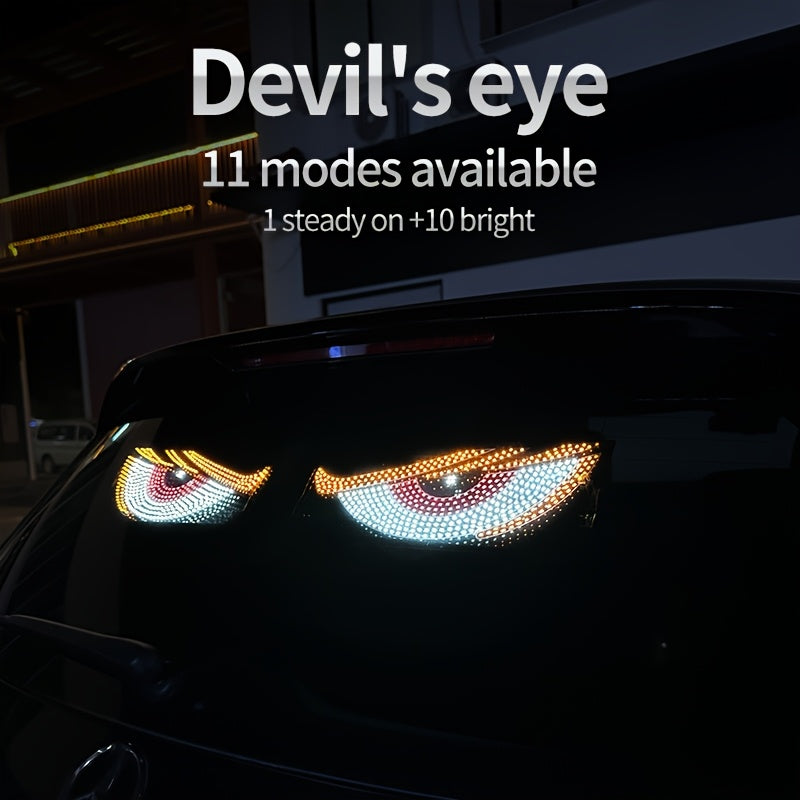 2 ta USB bilan quvvatlanadigan Devil's Eye LED avtomobil chiroqlari, simsiz, muhitli transport dekoratsiyasi