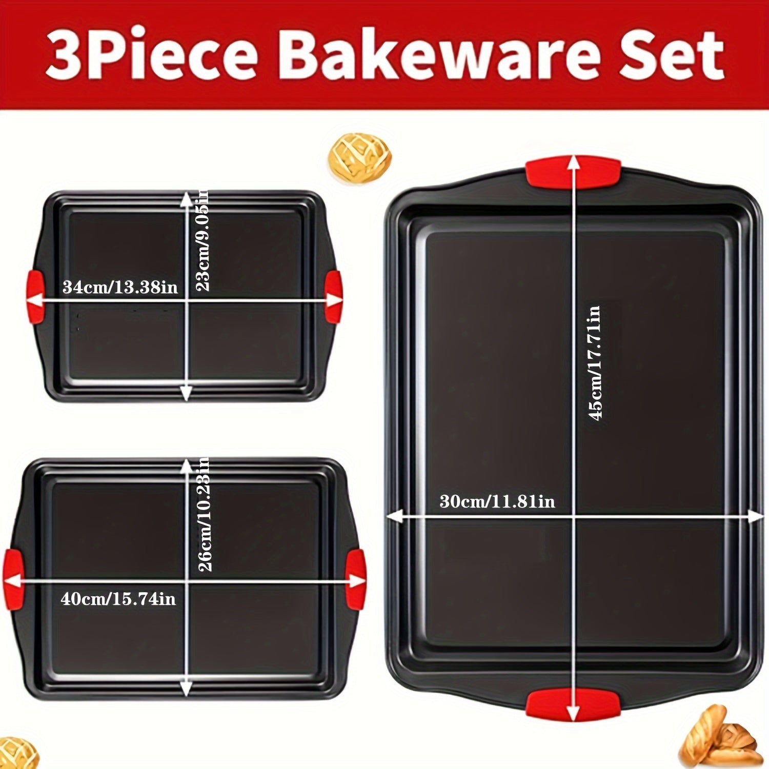 Carbon Steel Baking Sheet Set with Non-Stick Cookie Sheet and Grilling Trays