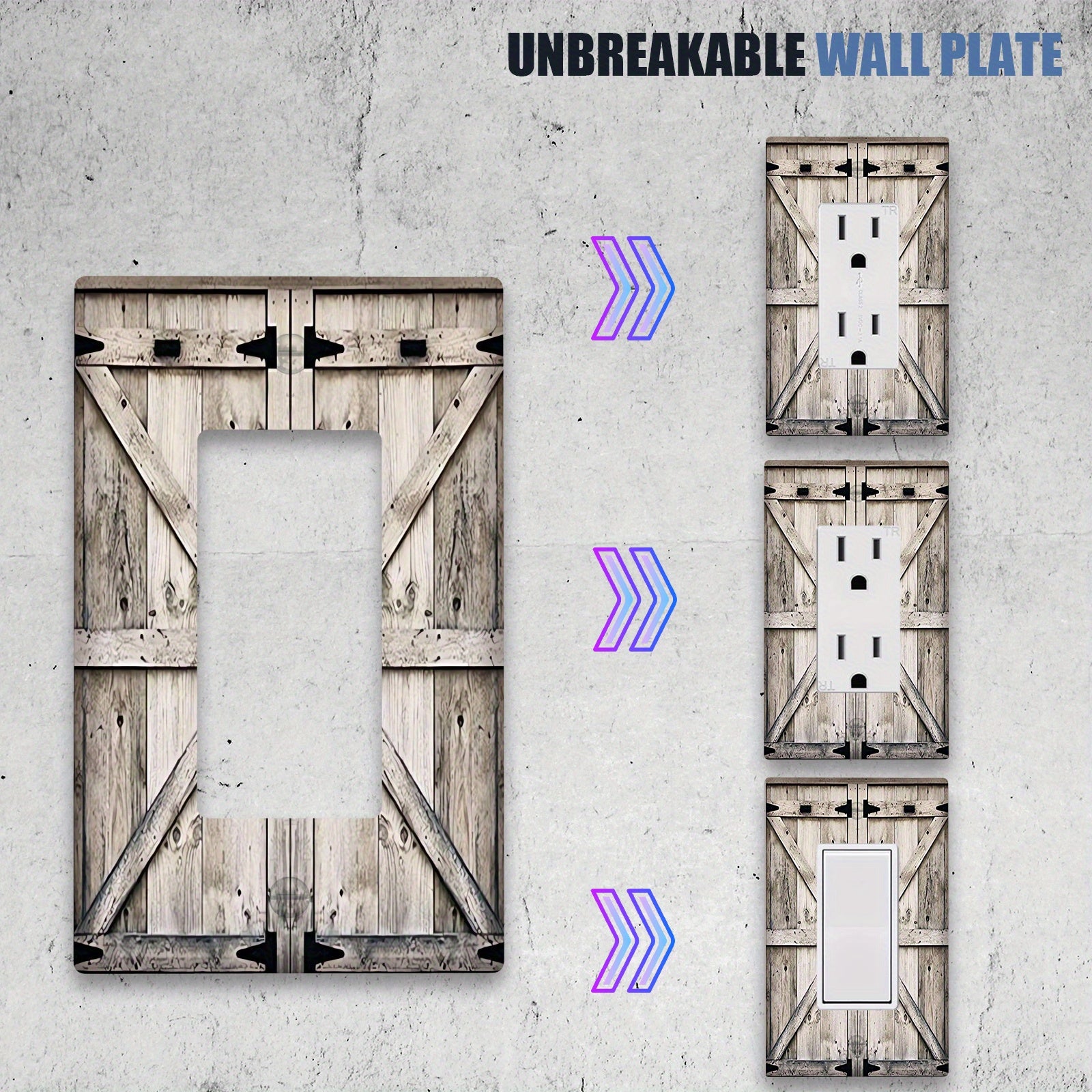 Rustic Farmhouse Wood Plank Wall Plate Cover for Home Kitchen Bathroom