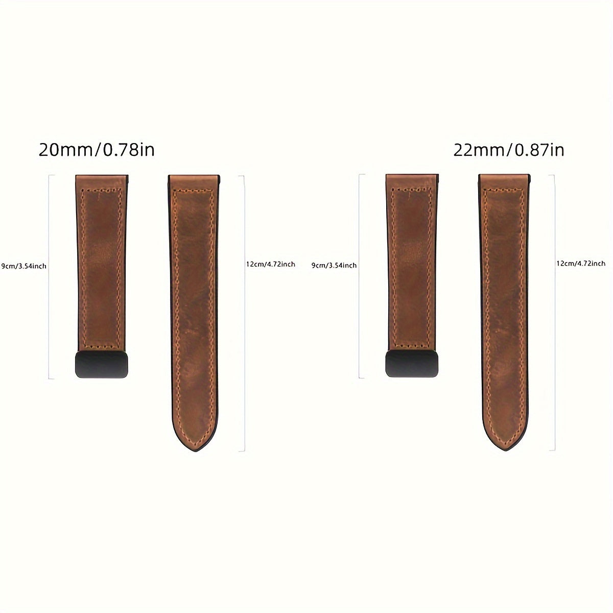 Faux Leather Watch Strap with Foldable Clasp for Galaxy, Huawei, Amazfit Smartwatches