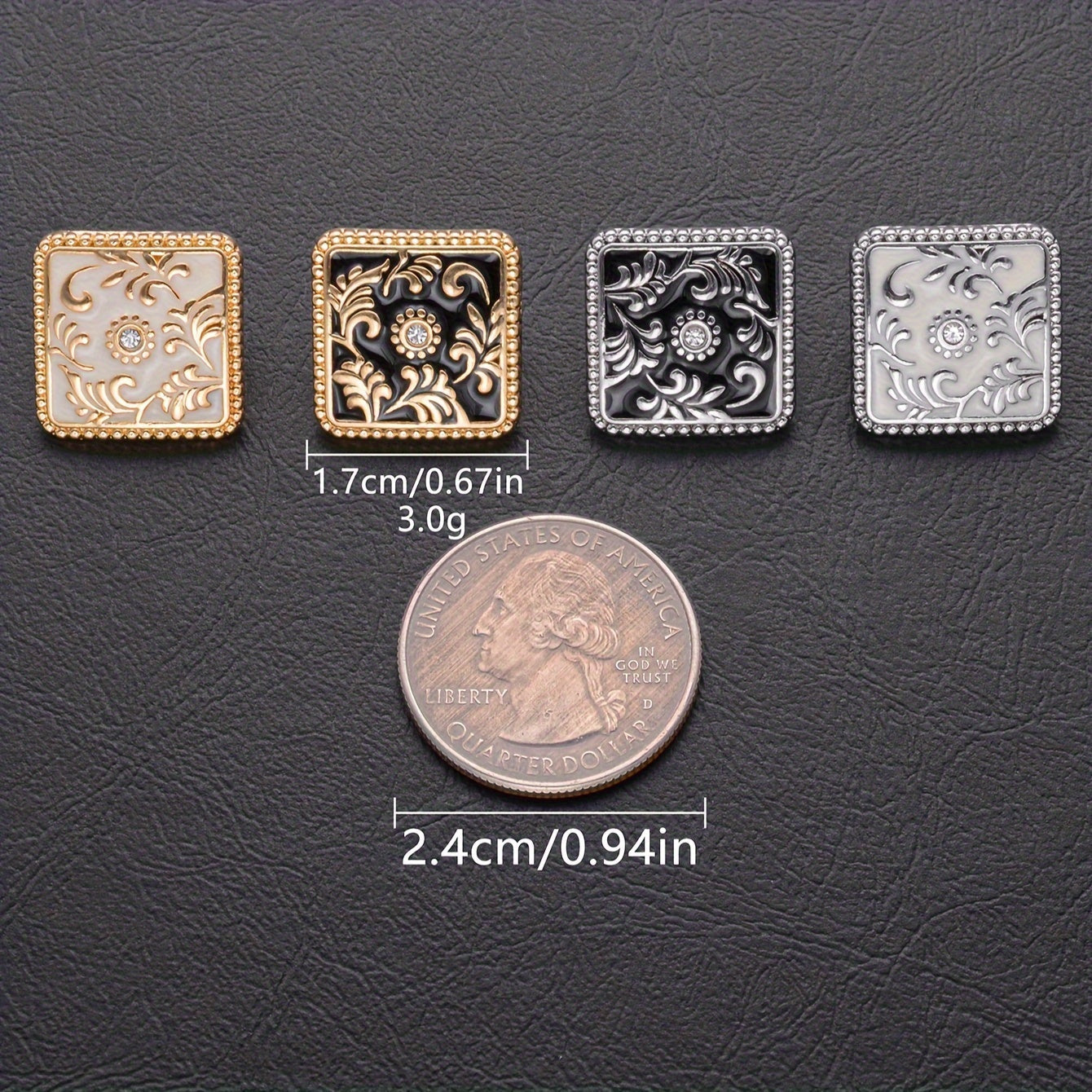 7-Donali Rhinestone kvadratli alloy tugmasi to'plami tikuvchilik hunari va moda aksessuarlari uchun