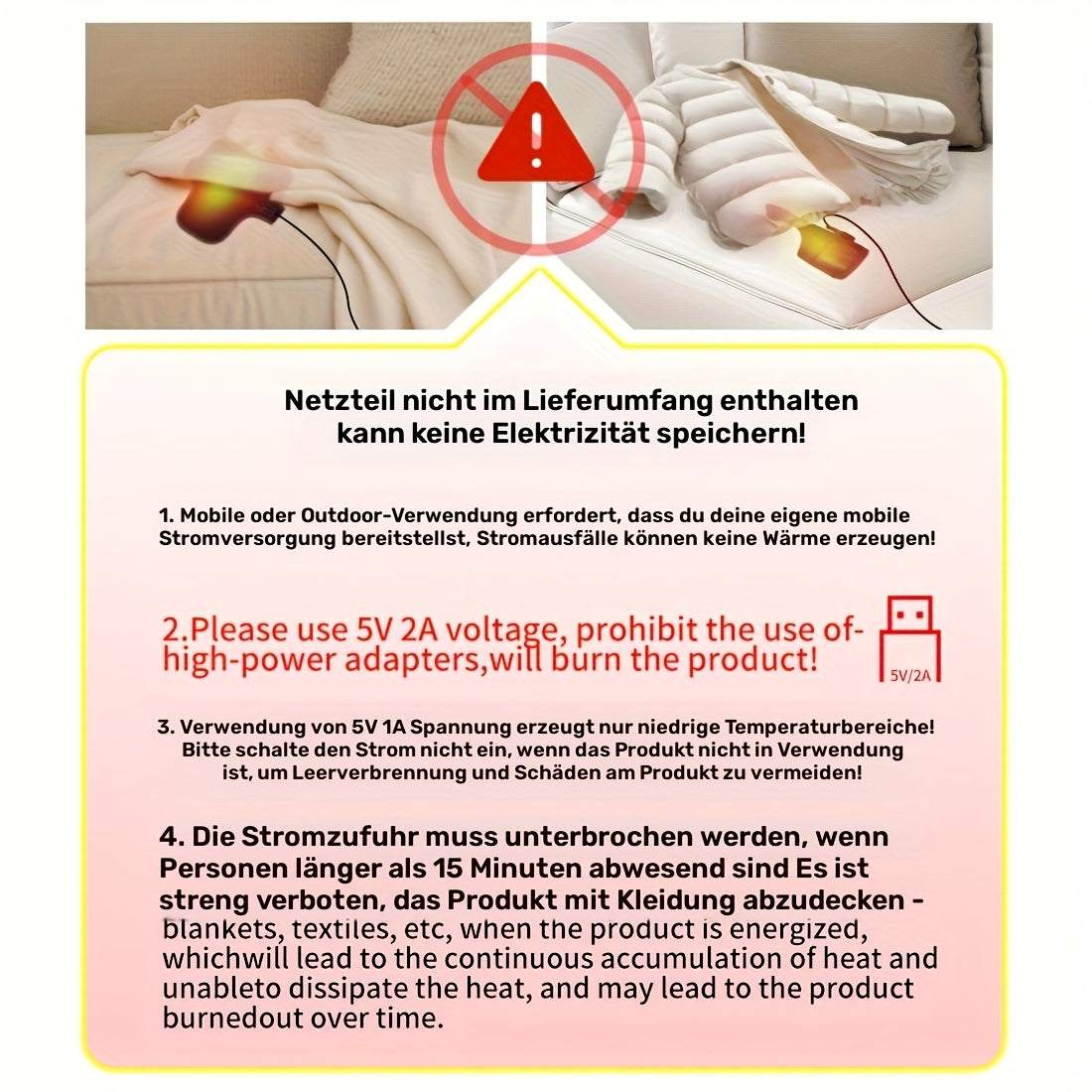 Unisex USB Heated Neck and Shoulder Wrap Black Red Trim Adjustable Temperature