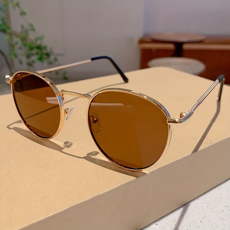 Vintage uslubdagi dumaloq metall quyoshdan himoyalovchi ko‘zoynaklar erkaklar va ayollar uchun haydash, plyaj, yozgi sayohat