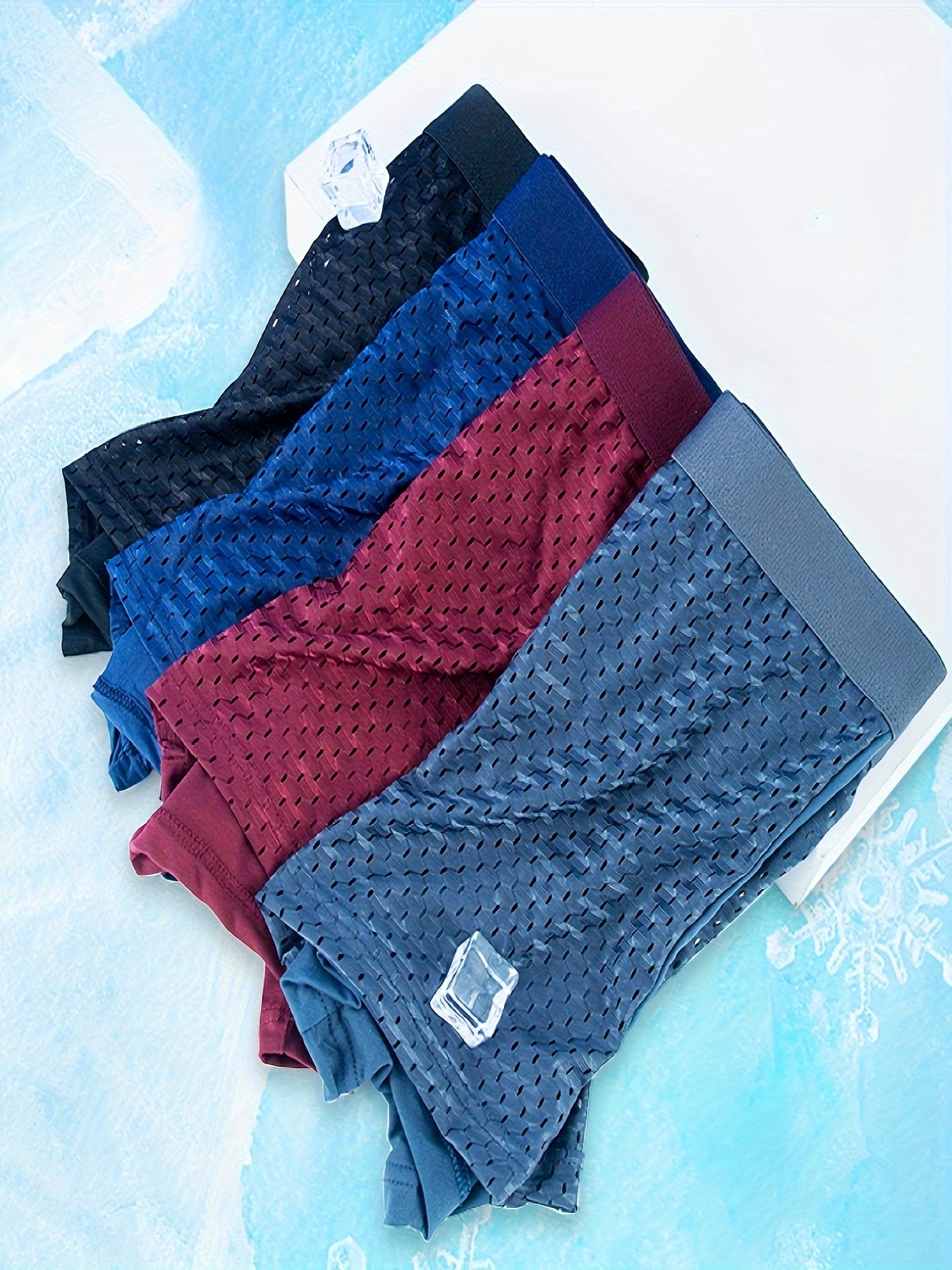 Men's Mesh Boxer Briefs Assorted 10 Pack Navy Dark Blue Charcoal Burgundy Elastic Waist