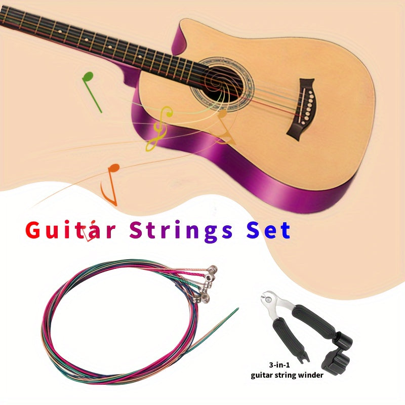 6-Piece Steel Acoustic Guitar Strings Set with 3-in-1 String Winder Tool