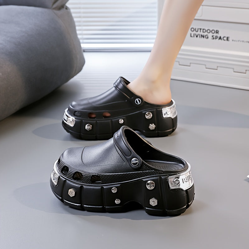 VMI Ayollar uchun Chunky Platforma Clogs, EVA Punk Uslubi, Qalin Taglik bilan Mustahkam, Har Mavsumda Kiymak Uchun Zamonaviy, Orqa Tasmali, Dumaloq Boshli, Bosma Yo'q