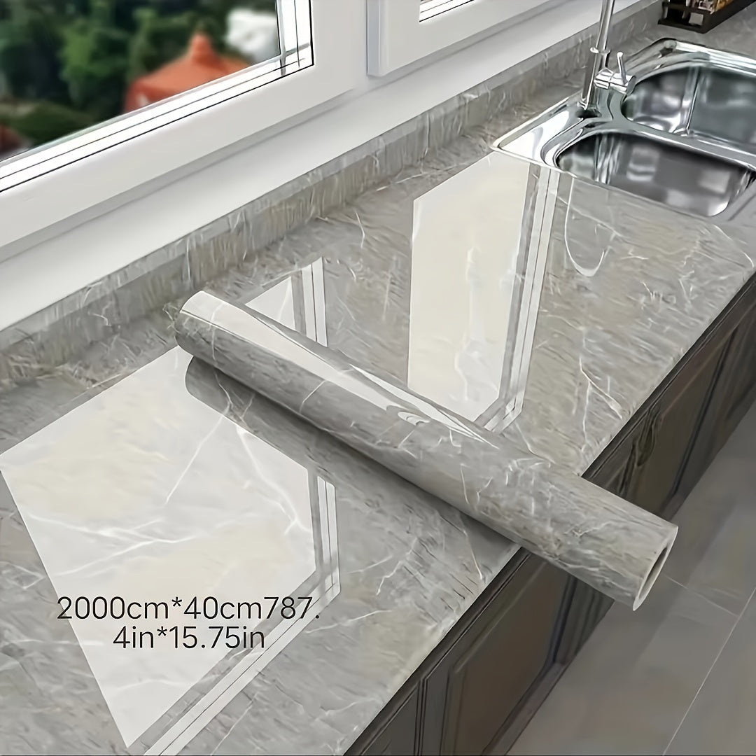 1 Rulon O'z-o'zidan yopishqoq marmar devor qog'ozi - Suv o'tkazmaydigan, yog' o'tkazmaydigan oshxona orqa fondi stiker, tuzilgan qora va oq/gray naqshlar bilan. Kesish oson va uy bezatish va xona yangilash uchun mustahkam.