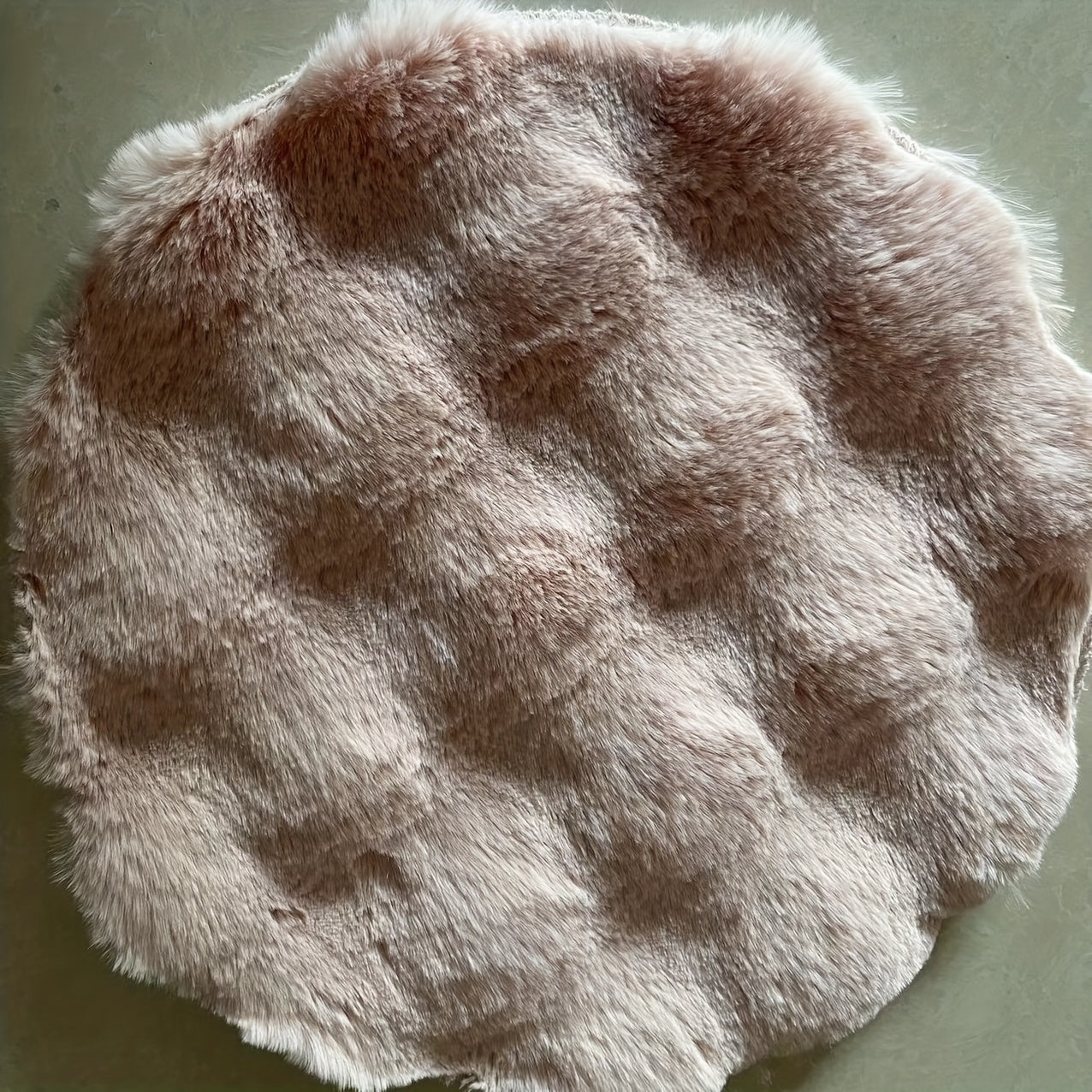 Faux Rabbit Fur Rug Pad 3D Bubble Texture Non-Slip Round Solid Color Medium Pile