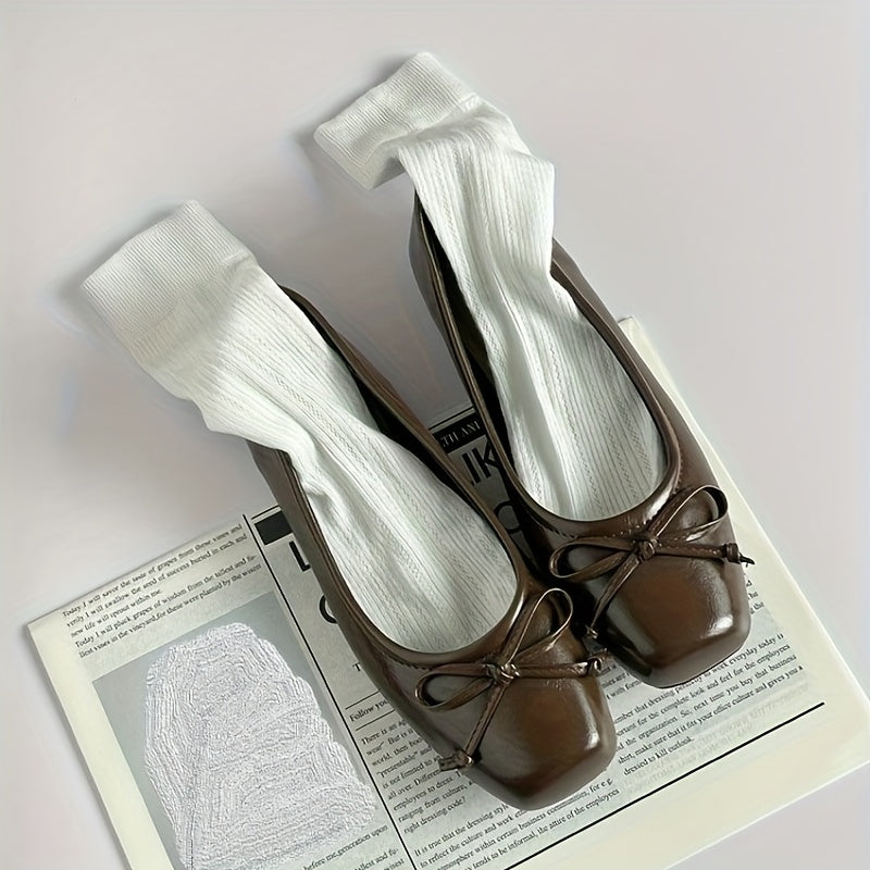 Zapatos casuales de punta cuadrada sin cordones con cubierta sintética para mujer